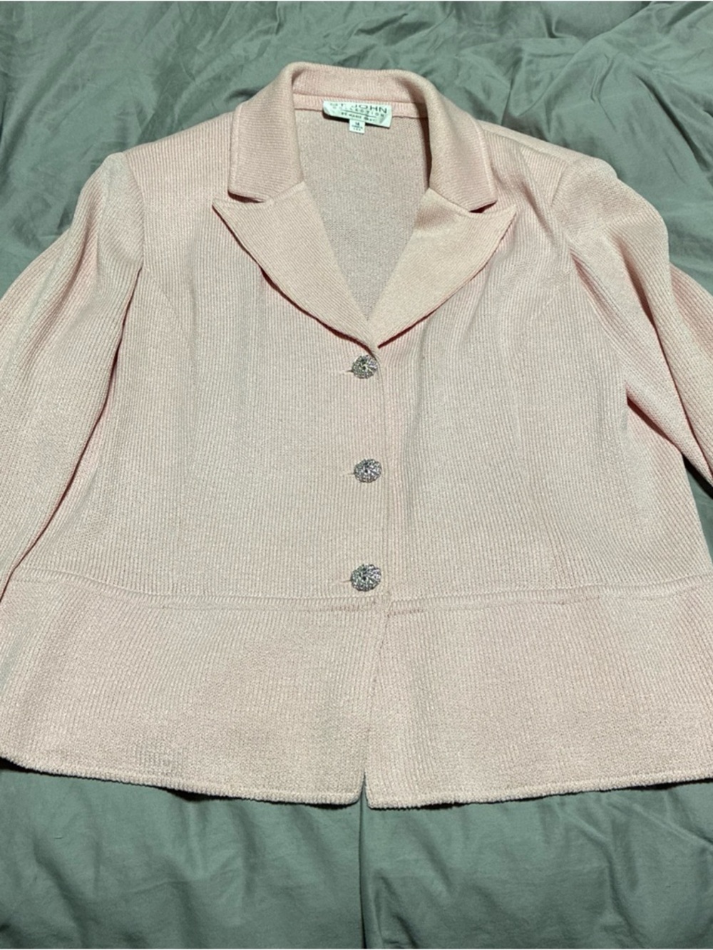 St. John Collection Pink Knit Blazer with Decorative Buttons
